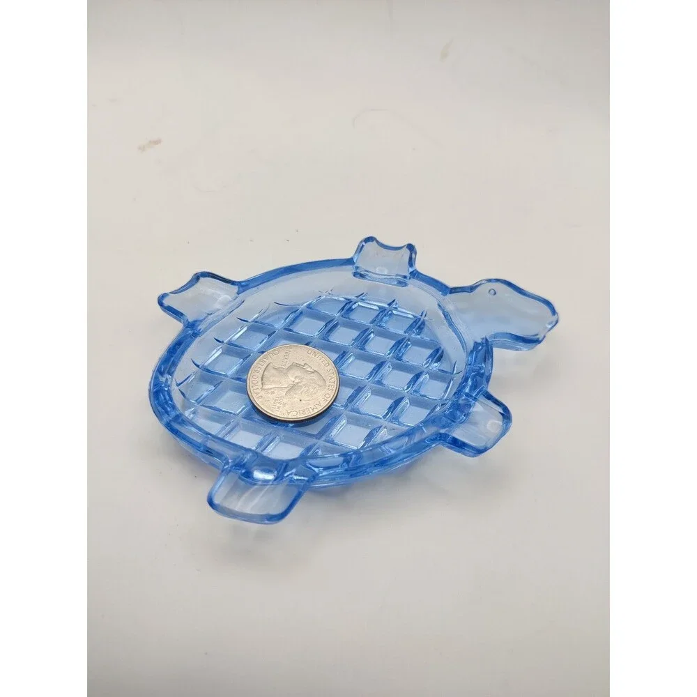 Vintage Blue Depression Glass Diamond-Cut Leaf Dish, 1930s Vintage Trinket Tray